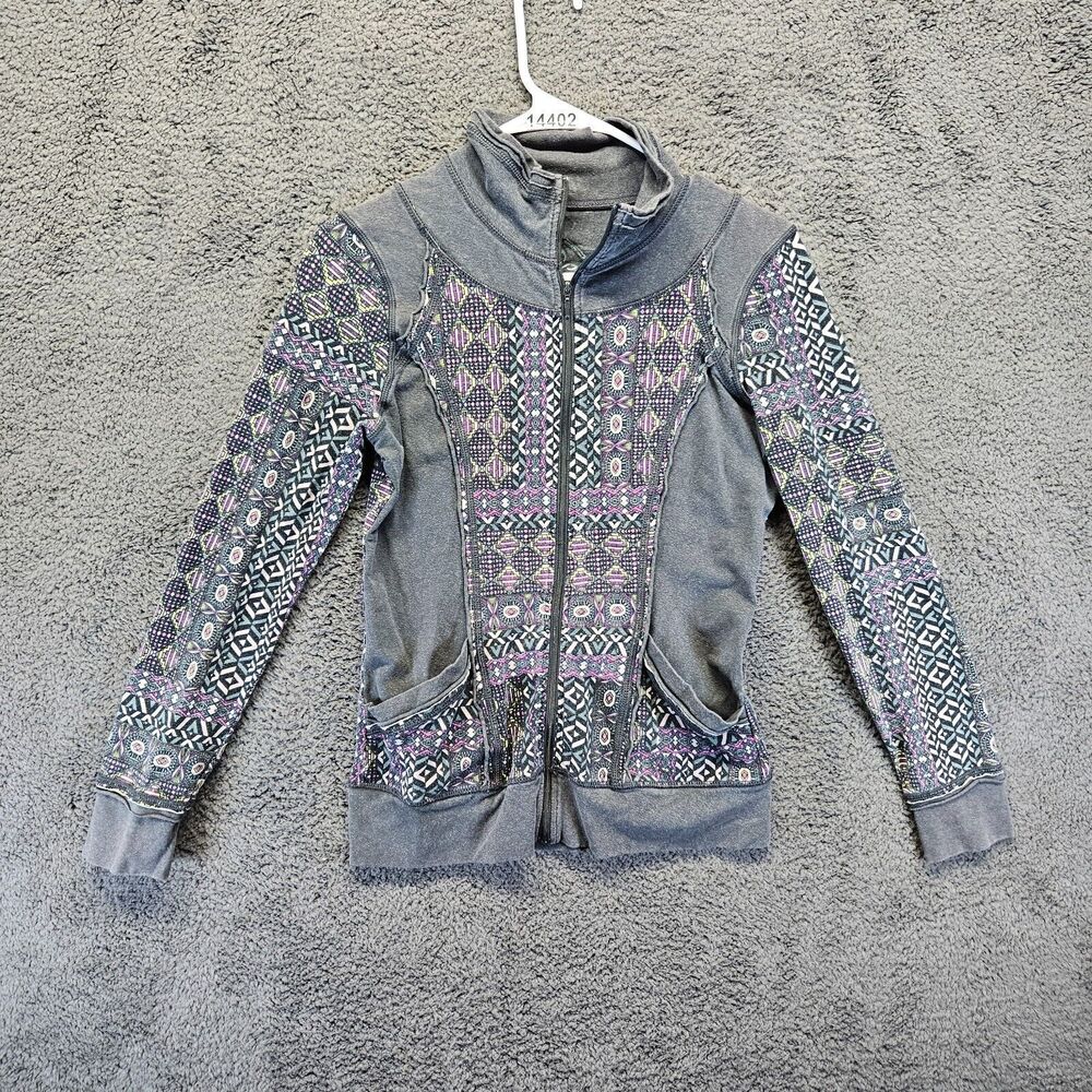 Prana Peppa Jacket Womens Size Small Gray Full Zip Hemp Blend